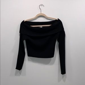 Ribbed H&M Off the Shoulder Sweater